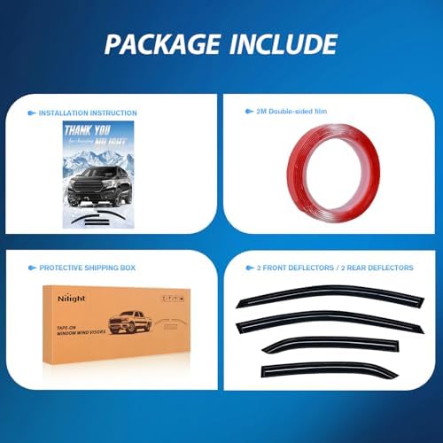 Nilight Tape-On Window Visors for Toyota Camry 2018-2024, 4PCS