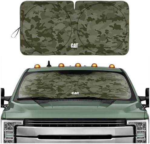 Windshield Sun Shade for Ford F-350 2015-2020, Foldable Front Window Sunshade, UV Heat Blocker, Interior Protection Sun Shield, Keeps Truck Cab Cool, Heavy-Duty Truck Accessory - Green Camo