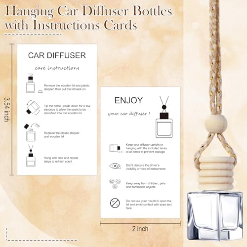 Boao 50Set Hanging Car Freshener Diffuser Bottle, White Card, Cube