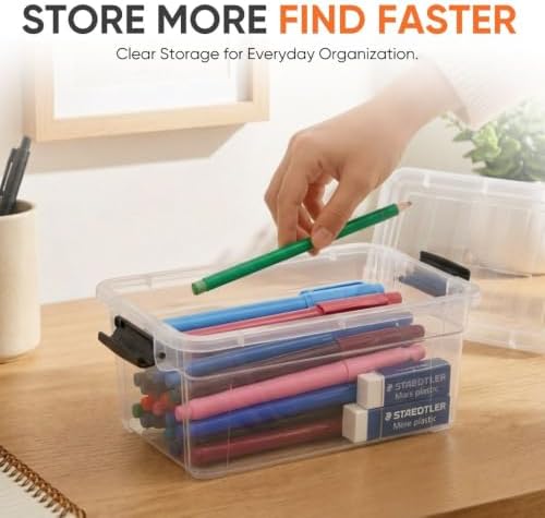 Superio 1.85 Quart Clear Plastic Storage Boxes with Lids, Stackable Organizer Containers, BPA-Free Storage Bins for Home, Office, School & Dorm, 5 Pack - Image 2