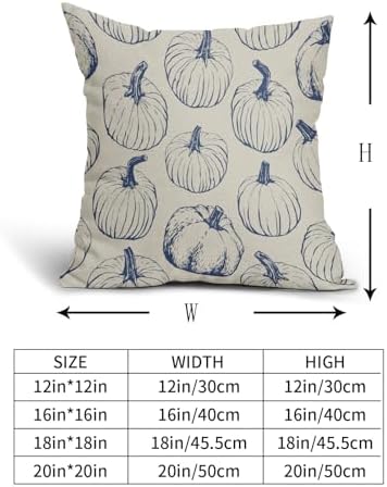 Blue Pumpkin Fall Pillow Covers 20x20 Set of 2 Autumn Themed Thanksgiving Harvest Print Decorative Throw Pillows Outdoor Farmhouse Pillowcases Cushion Case Seasonal Decor for Couch Sofa Bed - Image 5