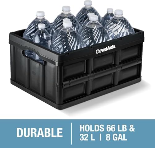 CleverMade Collapsible Storage Bins, 32L 3 Pack, 66 lb Stackable, Obsidian - Image 5