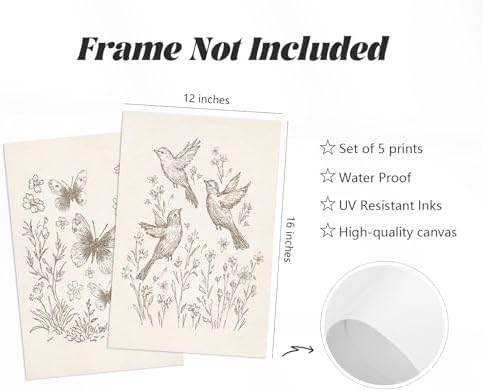Nursery Woodland Animal Wall Art Baby Boy Canvas Wall Decor Vintage Forest Animal Art Prints Kids Room Poster Cottagecore Deer Fox Pictures Painting Neutral Artwork for Bedroom 12x16x5 Inch Unframed - Image 2