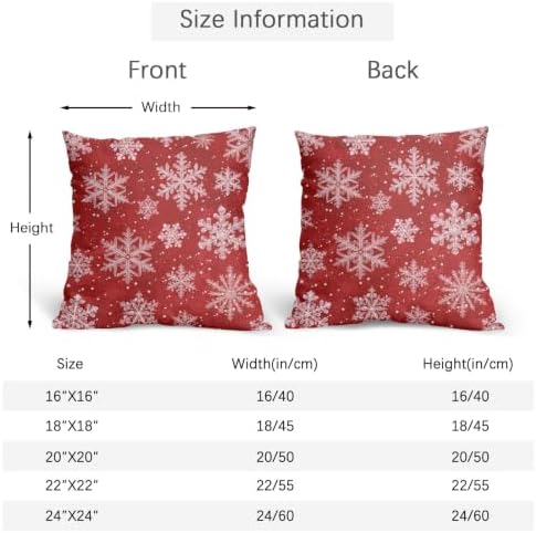 Winter Red Throw Pillow Covers 22x22 Set of 2 Snowflake Christmas - Image 4
