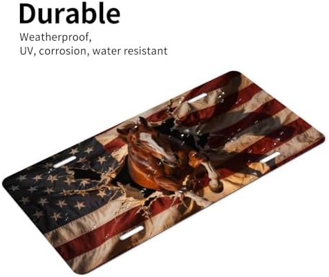 American Flag Horse Wild Cool Front License Plate 6x12 Inch