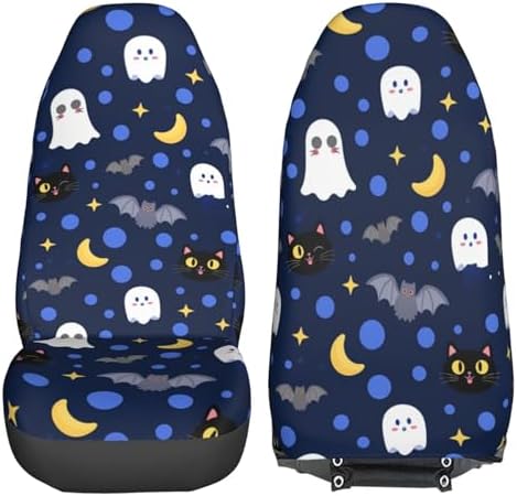 Delerain Car Seat Covers Set 2Pcs, Funny Halloween Universal Front Car Seats Vehicle Enterior Protector Suitable Fits Most Car Auto SUV Sedan Truck