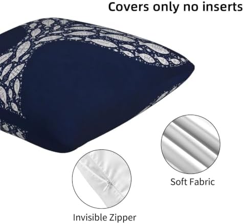 Navy Blue Fish Mandala Throw Pillow Covers 18x18 inch Set of 2 - Image 5