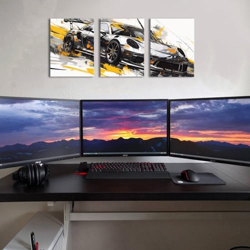 Car Poster Abstract Graffiti Supercar Canvas Wall Art for Boys Bedroom Colorful Sport Racing Cars Picture Black and White Truck Poster Artwork Garage Cave Men Office Playroom Home Decoration 12x16" 3P - Image 4