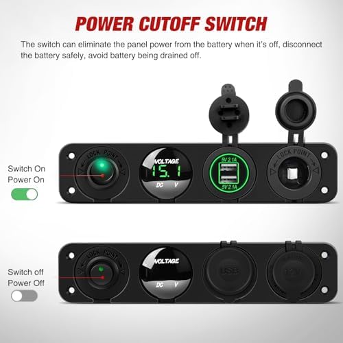 Nilight 4 in 1 Charger Socket Accessory Switch Panel On Off Rocker Toggle