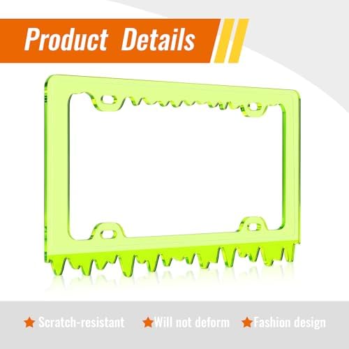 Timtin 1 Set Fluorescent Green License Plate Frame, Style 2