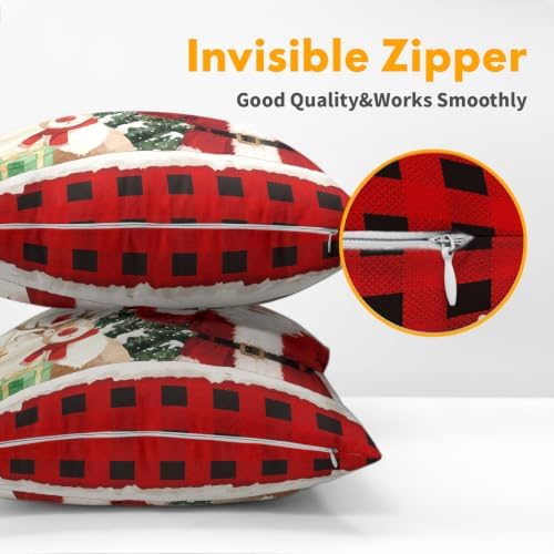 Christmas Throw Pillow Covers 22x22 Set of 2 Winter Santa Claus Reindeer - Image 6
