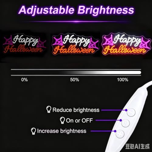 Happy Halloween Neon Sign, Spider Web Halloween LED Light, 16.9"x7.9" - Image 4