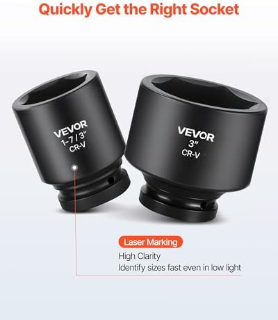 VEVOR 1 in Drive Impact Socket Set, 21 Piece, SAE (1-5/8" to 3-1/8") - Image 4
