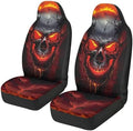 Halloween Red Skull Car Seat Covers Elastic Fabrics Breathable Car Seat Cover Easy to Install Auto Interior Accessories 2 Pcs Set for SUV, Vans,Sedan,Truck