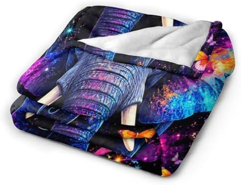 Colorful Elephant Blanket for Women, Gifts for Girls, Galaxy Blankets for Kids, Soft Cozy Lightweight Throw for Bed Sofa Home Travel Room Decor, 50x60 Inch - Image 2