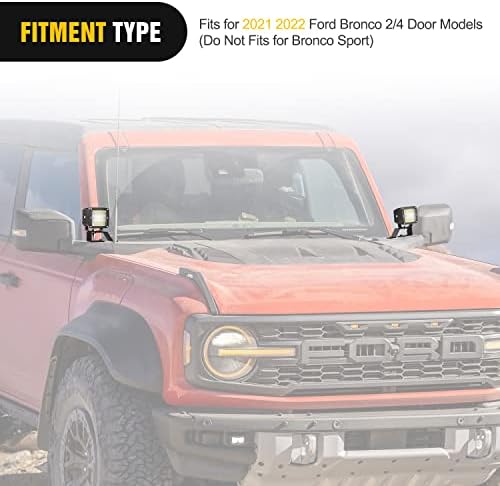 Nilight 2PCS Mounting Brackets for Ford Bronco | for Ford Bronco 2021 2022 2023 2024 2025 2026 Lower Windshield Hinge and A-Pillar Brackets for Offroad LED Fog Light Pods