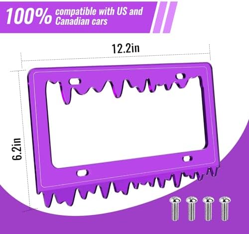 Timtin 1 Set Fluorescent Purple License Plate Frame, Style 1