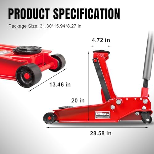 Big RED 4 Ton (8,000 lb) Hydraulic Low Profile Service Floor Jack - Image 3