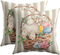 Easter Pillow Covers 18x18 Set of 2 Spring Throw Pillow Covers Rustic Cute Bunny Gray Pillowcase Linen Decoration Farmhouse Soft Decorative Eggs Cushion Case Couch for Indoor Outdoor Home Decor by Unknown