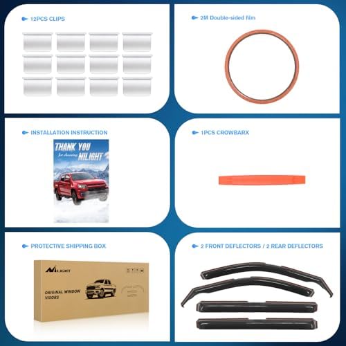 Nilight in Channel Rain Guards for Jeep Grand Cherokee L 2021-2025, 4PCS