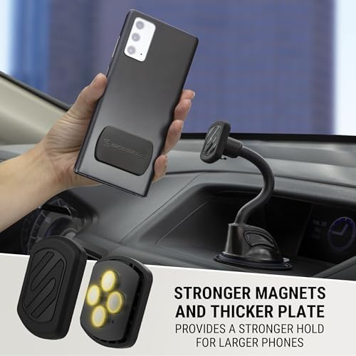 Scosche MXWDL Magnetic Cell Phone Holders for Your Car Dash/Windshield, Suction Cup Phone Holder Car Mount with Extra Strong Magnet, Thick Metal Plate Compatible with iPhone, Samsung and More, 2 Pack