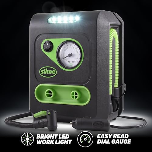 Slime 40034 Tire and Mattress Inflator, All-Purpose, High Pressure, High Volume, Analog 100 psi Dial Gauge, LED Light, 8 min Tire inflation, 3 Min Mattress inflation - Image 6