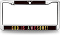 God is Awsome License Plate Frame for Inspirational People Love Jesus Christ Easy Installation License Plate Frame Jesus Saves License Plate Frame Chrome with Chrome Mounting Set
