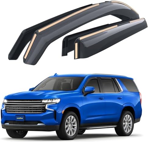 Goodyear Shatterproof in-Channel Window Deflectors for Chevy Tahoe/Cadillac Escalade/GMC Yukon 2021-2026, Rain Guards, Window Visors for Cars, Vent Deflector, Car Accessories, 4 pcs - GY008406