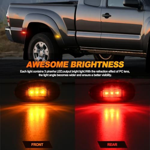 Nilight Fender Side Marker Light Smoke Lens Fits 2001-2014 Chevy GMC