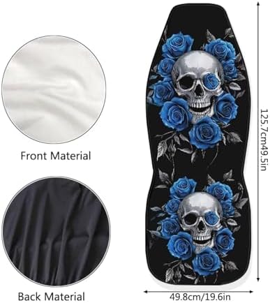 Skull Blue Rose Car Seat Covers Anti Slip Car Seat Covers Front Seats Only Easy to Install and Clean Removable Automotive Accessories Universal Fit for Most Vehicle