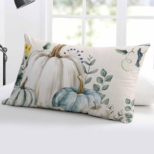 Pillow Covers 20x36 Inch - King Thanksgiving Fall/Autumn Harvest of White Pumpkins and Leaves Soft Brushed Microfiber Pillowcases with Hidden Zipper Closure Bed Pillow Shams for Bedroom Sofa Car - Image 5