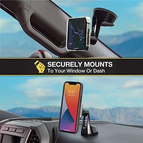 Scosche MP2ROWD MagicMount Pro2 MagSafe Car Dashboard/Windshield Suction Mount, Hands-Free Cell Phone Holder Compatible with iPhone 16/15/14/13/12 Series and More with MagicRing Adapter, Pack of 2