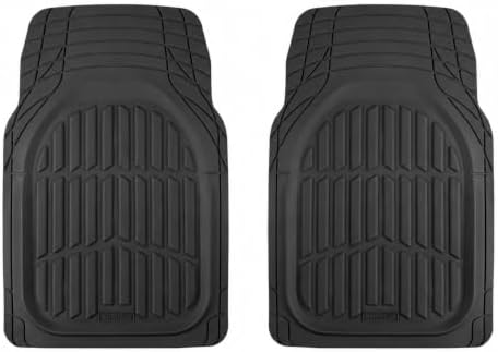 MotorTrend FlexTough Black Car Floor Mats Rubber All Weather Automotive 2pc