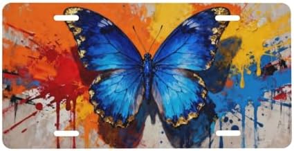 Blue Butterfly Graffiti Front License Plate 6" * 12" for Women