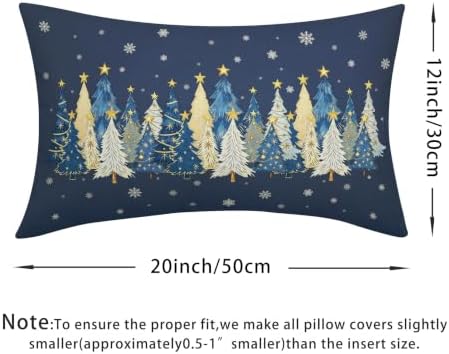 Christmas Tree Pillow Covers 12x20 Set of 2 Navy Blue Highly Absorbent - Image 4