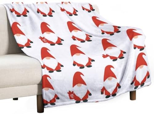 Christmas Gnomes Throw Blanket Flannel Fleece Winter Xmas Elf Tomte Lightweight Soft Fuzzy Cozy Blanket Xmas Tree for Couch Bed Fall Decor Travel Blankets Holiday Kids Adult 60"x50" by dgdahk