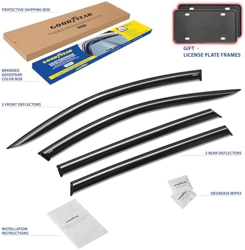 Goodyear Shatterproof Window Deflectors for Hyundai Santa Fe 2019-2023, Tape-on Rain Guards, Window Visors, Vent Deflector Visor, Car Accessories, 4 pcs. - GY008904