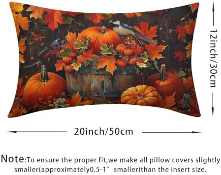 Fall Pumpkin Maple Leaves Pillow Covers 12x20 Set of 2 Highly Absorbent - Image 4