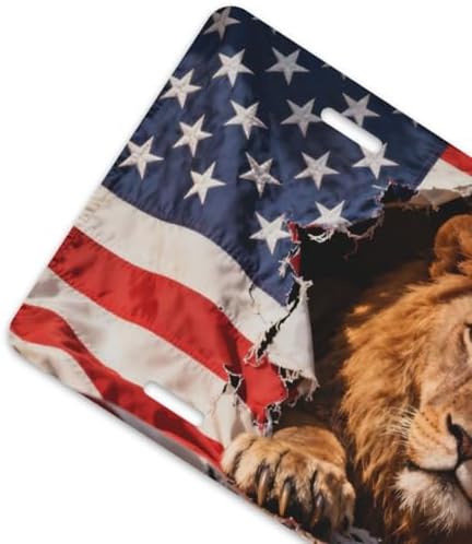 Lion American Flag Retro Front License Plate 6" * 12" for Women