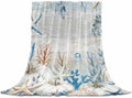 DecorLovee Blue Coastal Fall Blanket 30"x40", Reversible Starfish Coral Throw Blanket for Couch/Bed, Thanksgiving Pumpkins Lightweight Soft Throw Blankets for Kids, Warm Fuzzy Blankets for Winter by DecorLovee