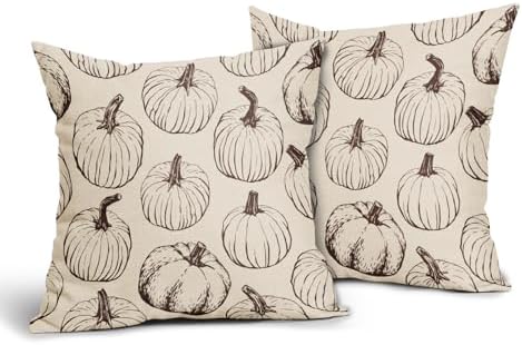 Fall Pillow Covers 20x20 Set of 2 Dark Brown Pumpkin Autumn Thanksgiving Harvest Decorative Throw Pillows Seasonal Themed Outdoor Farmhouse Cushion Case Decor for Couch Sofa Bed - Image 2