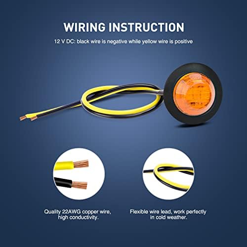Nilight 50 PCS 3/4" Round Clearance LED Front Rear Side Marker Light