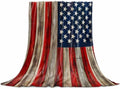 DecorLovee American Flag Blanket 60"x80", Reversible Red Striped Blue Star Throw Blanket for Couch/Bed/Camping, Vintage Wooden Lightweight Soft Throw Blankets for Men, Warm Fuzzy Blankets for Winter by DecorLovee