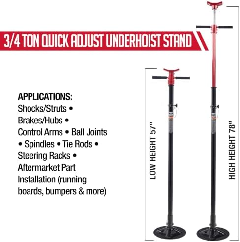 SUNEX Tools 1,500 lb. Quick Adjust Underhoist Support Stand, Model 6813 - Image 3