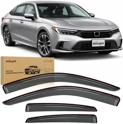 Nilight Tape-On Rain Guards for Honda Civic Sedan 2022-2026, 4PCS
