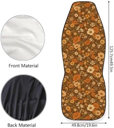 Talayituse Vintage Brown Floral Print Car Seat Cover for Front Seats, Stretchy Soft Vehicles Seat Cover Universal Fit High Back Car Interior Accessories for SUV Van Sedan