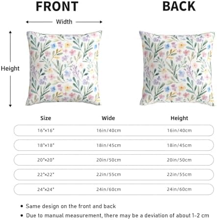 KiuLoam Spring Floral Pillow Covers 22x22 Inch Set of 2, Blue Yellow Purple Rustic Farmhouse Decorative Throw Pillows, Watercolor Wildflower Square Cushion Cases for Sofa Couch Bed Home Decor - Image 4