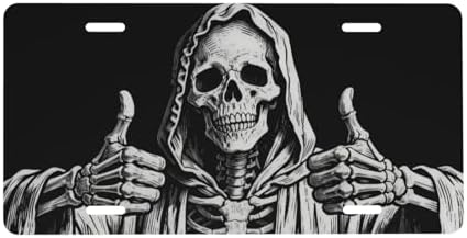 Funny Skeleton Skull Cool Front License Plate 6x12 Inch