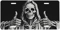 Funny Skeleton Skull Cool Front License Plate 6x12 Inch
