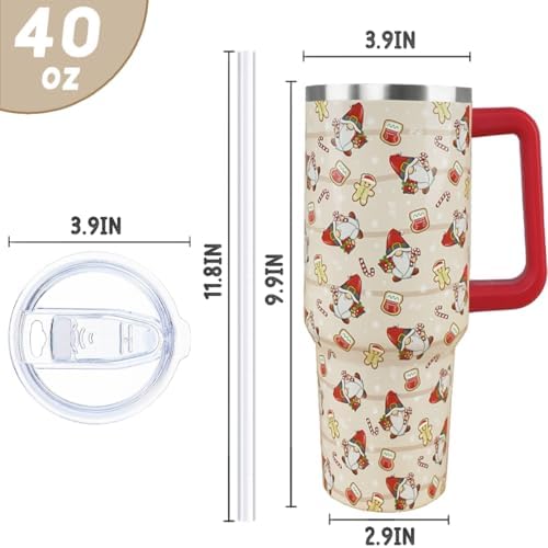 Christmas Tumbler 40 oz Gingerbread Gnomes Cup Winter Coffee Travel Mug Stainless Steel Insulated Cups Joy Holiday Water Bottle Christmas Decor Gifts - Image 4